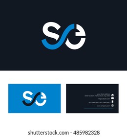 S E Letter logo, with Business card template
