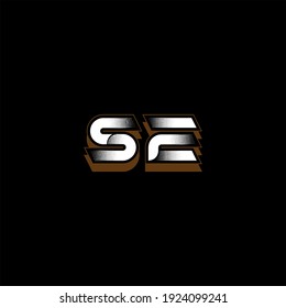 S E letter logo vector design on black color background. SE monogram