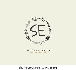 S E SE Beauty vector initial logo, handwriting logo of initial wedding, fashion, jewerly, heraldic, boutique, floral and botanical with creative template for any company or business.