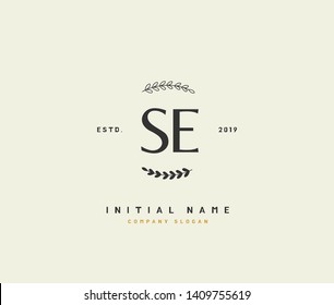 S E SE Beauty vector initial logo, handwriting logo of initial wedding, fashion, jewerly, heraldic, boutique, floral and botanical with creative template for any company or business.