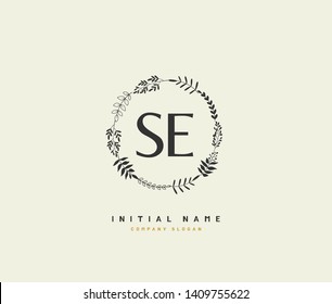 S E SE Beauty vector initial logo, handwriting logo of initial wedding, fashion, jewerly, heraldic, boutique, floral and botanical with creative template for any company or business.