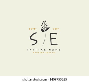 S E SE Beauty vector initial logo, handwriting logo of initial wedding, fashion, jewerly, heraldic, boutique, floral and botanical with creative template for any company or business.