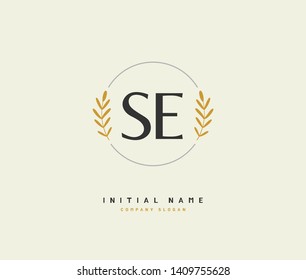 S E SE Beauty vector initial logo, handwriting logo of initial wedding, fashion, jewerly, heraldic, boutique, floral and botanical with creative template for any company or business.