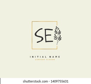 S E SE Beauty vector initial logo, handwriting logo of initial wedding, fashion, jewerly, heraldic, boutique, floral and botanical with creative template for any company or business.