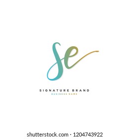 S E SE Initial letter handwriting and  signature logo concept design