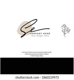 S E SE Initial letter handwriting and signature logo. Beauty vector initial logo .Fashion, boutique, floral and botanical