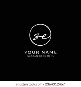 S, E, SE Initial letter handwritten and signature vector logo. Business template in round shape line art