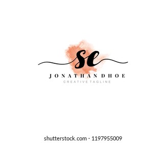 S E SE Initial watercolor logo on white background. Logo template vector