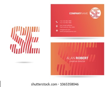 S & E waves line joint logo design with business card template