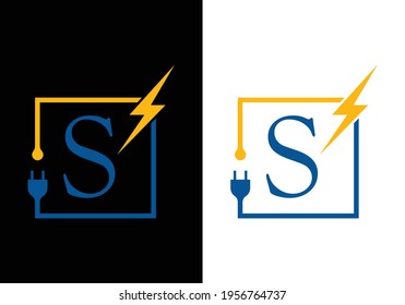 S Electrical Logo template Lighting bolt sign symbol