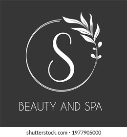 S Elegant Luxury Initial Letter Logo Concept with Wreath leaves for Beauty, Cosmetic, Salon, Spa, Body care, Healthy, Fashion, Wedding, Salon Business and Company