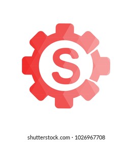 S engineering logo. Alphabet letter logo design vector icon. Red low poly style. Vector Illustrator