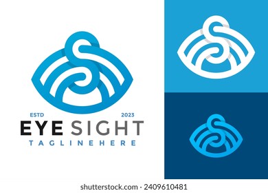 Símbolo del símbolo del vector del diseño de logotipo de vista ocultiva de S