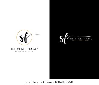 S F Vector del logotipo de escritura a mano inicial. Letrado manual para diseños.
