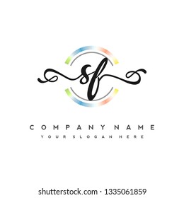 S F Initial handwriting logo vector
