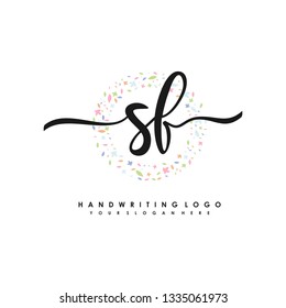 S F Initial handwriting logo vector