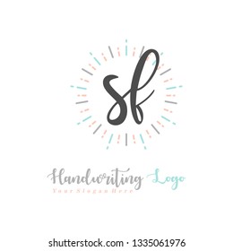 S F Initial handwriting logo vector