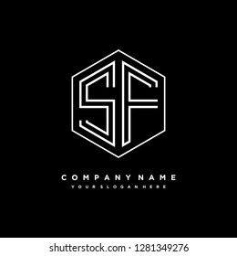S F initial letter, modern logo design template vector 