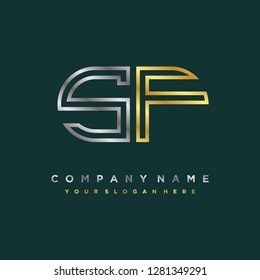 S F initial letter, modern logo design template vector 