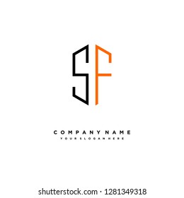 S F initial letter, modern logo design template vector 