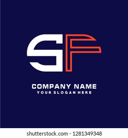 S F initial letter, modern logo design template vector 