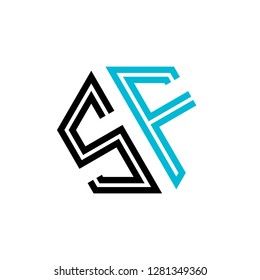 S F initial letter, modern logo design template vector 