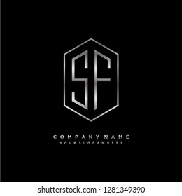 S F initial letter, modern logo design template vector 