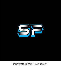 S F letter logo vector design on black color background. SF monogram