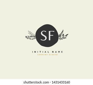 S F SF Beauty vector initial logo, handwriting logo of initial signature, wedding, fashion, jewerly, boutique, floral and botanical with creative template for any company or business.
