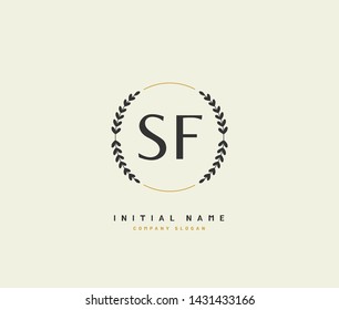 S F SF Beauty vector initial logo, handwriting logo of initial signature, wedding, fashion, jewerly, boutique, floral and botanical with creative template for any company or business.
