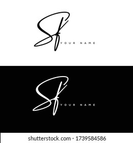 S F SF Initial letter handwriting and signature logo.	
