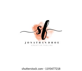 S F SF Initial watercolor logo on white background. Logo template vector