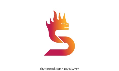 S fire lettering dragon. S dragon vector logo