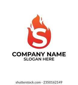 S flame logo vector. Letter S logo flame template, fire logo initials