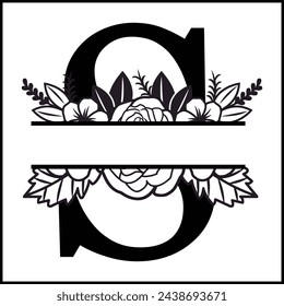 S Floral Split Monogram , Flower Monogram Clipart, Floral Letter Graphic, Alphabet Bundle |Split Monogram Alphabet | Split Monogram Frame Alphabet | Cut File for Circuit, Silhouette svg