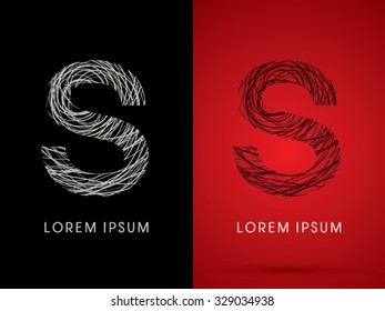 S Font design using confuse line graphic vector.
