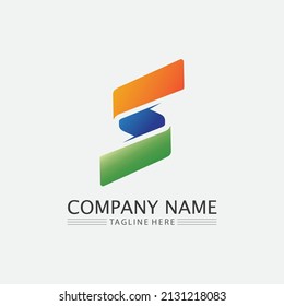 S font and letter Business corporate S letter logo design vector