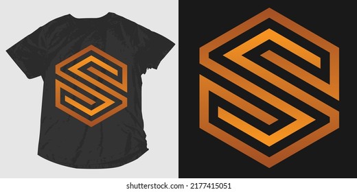 PLANTILLA T-SHIRT DE DISEÑO DE LOGOTIPO DE FUENTE DE S