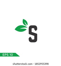 S font logo leaf vector logo template