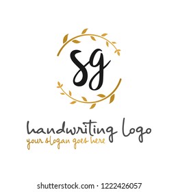 S G Initial handwriting logo vector