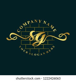 S G Initial handwriting logo vector. Hand lettering for designs.