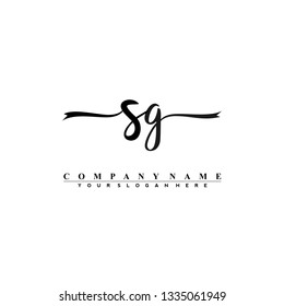 S G Initial handwriting logo vector