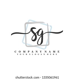 S G Initial handwriting logo vector