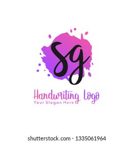 S G Initial handwriting logo vector