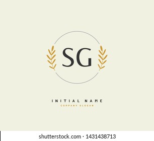 S G SG Beauty vector initial logo, handwriting logo of initial signature, wedding, fashion, jewerly, boutique, floral and botanical with creative template for any company or business.
