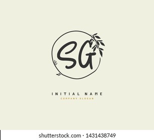 S G SG Beauty vector initial logo, handwriting logo of initial signature, wedding, fashion, jewerly, boutique, floral and botanical with creative template for any company or business.
