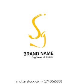 Vector de plantilla de escritura manual del logotipo inicial de S g
