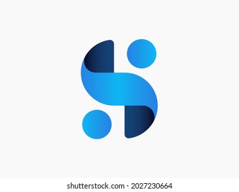 S geometric logo composed of circles and simple curves. With fresh gradient colors, it looks modern and techy. The sophisticated looking S logo is perfect for any company logo. svg
