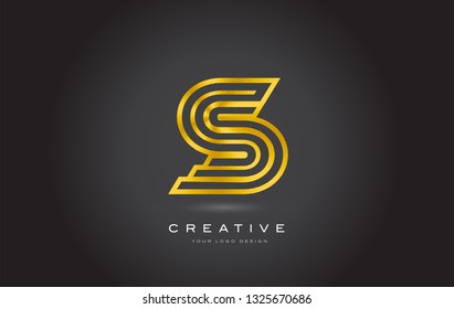 S Gold Letter Monogram Logo Design. Modern S Golden Icon With Creative Beautiful Metal Texture Vector.