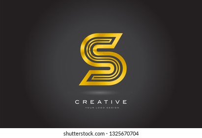 S Gold Letter Monogram Logo Design. Modern S Golden Icon With Creative Beautiful Metal Texture Vector.